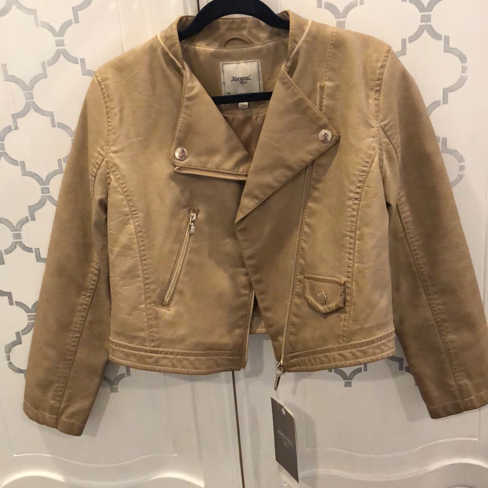 Faux leather girls jacket